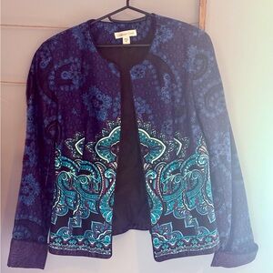 Coldwater Creek Women's Navy and Teal Paisley Blazer